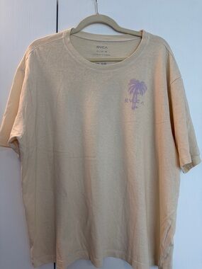 RVCA Cream Short-Sleeve Tee with Lavender Palm Graphic